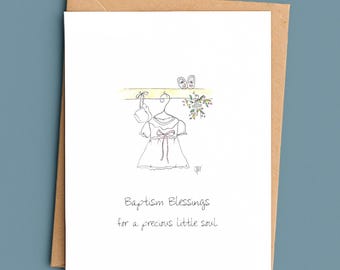 Baptism Blessings Card/Catholic Baptism Card/Baby Girl Baptism Card/Religious Baby Card/Christening Card/Baptism Sacrament Keepsake