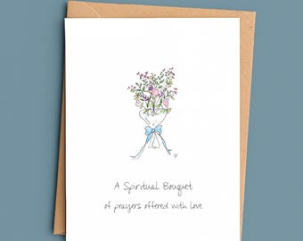 Spiritual Bouquet Card/Catholic Prayer Card/Prayers Offered With Love/Religious Encouragement Card