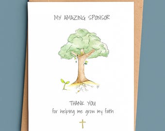 Catholic Sponsor Thank You Card, RCIA/OCIA Sponsor, Confirmation, Mustard Seed Art