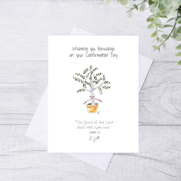 Printable Confirmation Card, Wishing you Blessings on your Confirmation Day, Sacrament Cards, Religious Cards, Isaiah 11:2, Hand Drawn