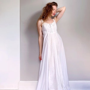 Vintage White Cotton Poplin Gunne Sax Sundress | XS bild 1