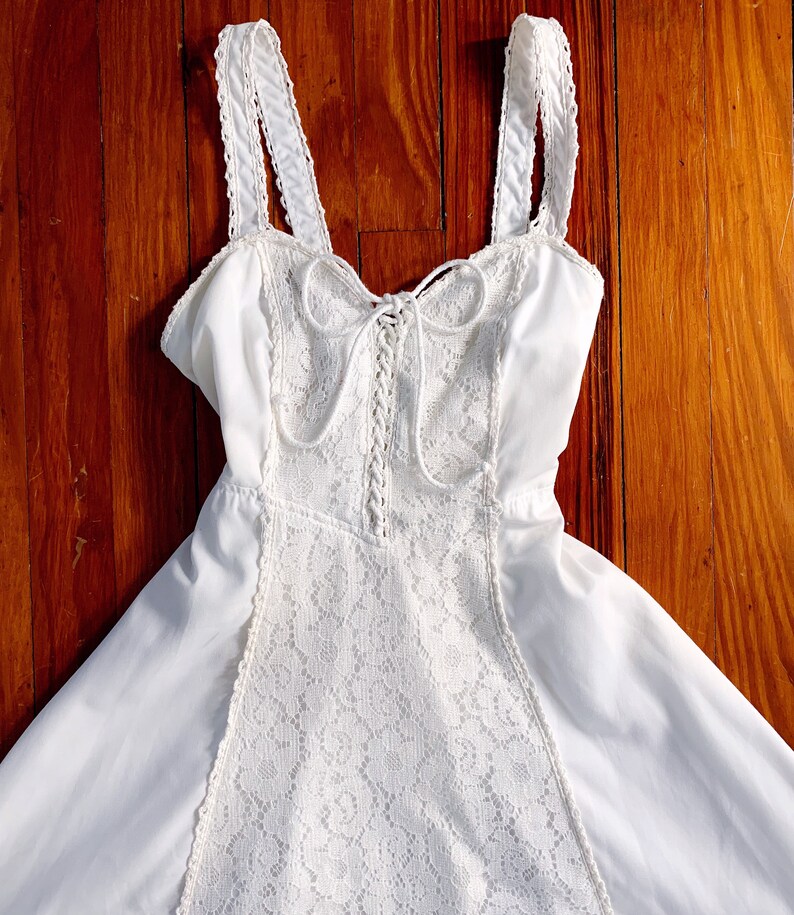 Vintage White Cotton Poplin Gunne Sax Sundress | XS bild 4