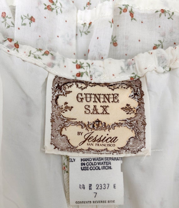 Gunne Sax off-the-shoulder dress | white floral p… - image 5