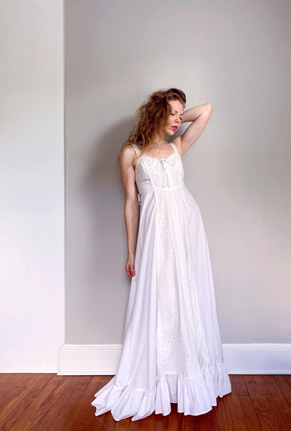 Vintage White Cotton Poplin Gunne Sax Sundress | XS