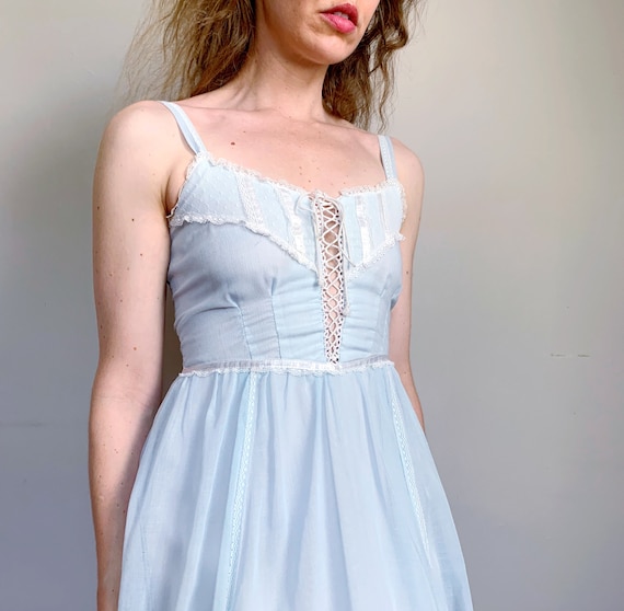 Vintage pastel blue Gunne Sax dress | pale blue s… - image 2