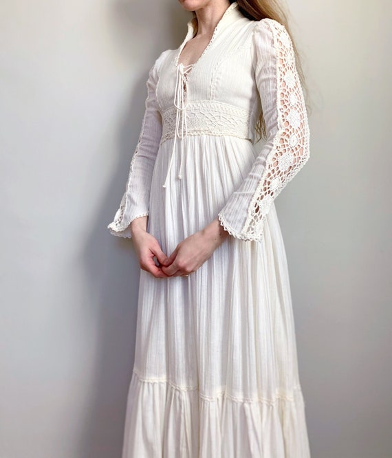 Vintage Gunne Sax dress | 70's boho woven cream pr