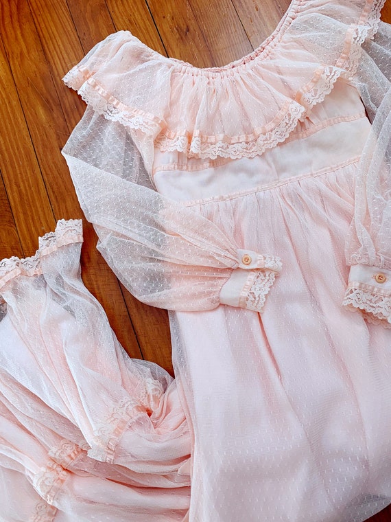 Vintage pink Gunne Sax dress | pastel ruffle off-… - image 6