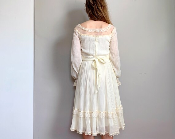 Vintage cream Gunne Sax dress | crinkle midi prai… - image 3