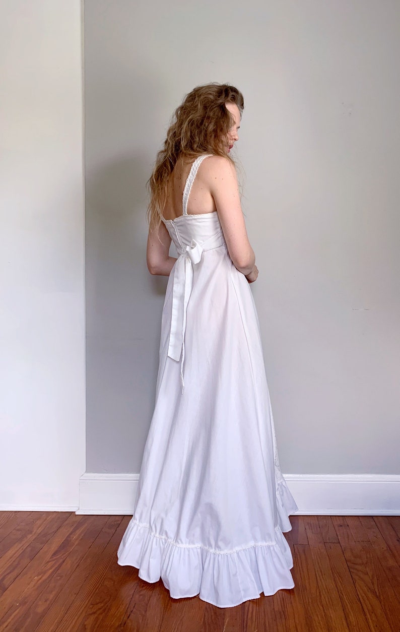 Vintage White Cotton Poplin Gunne Sax Sundress | XS bild 3