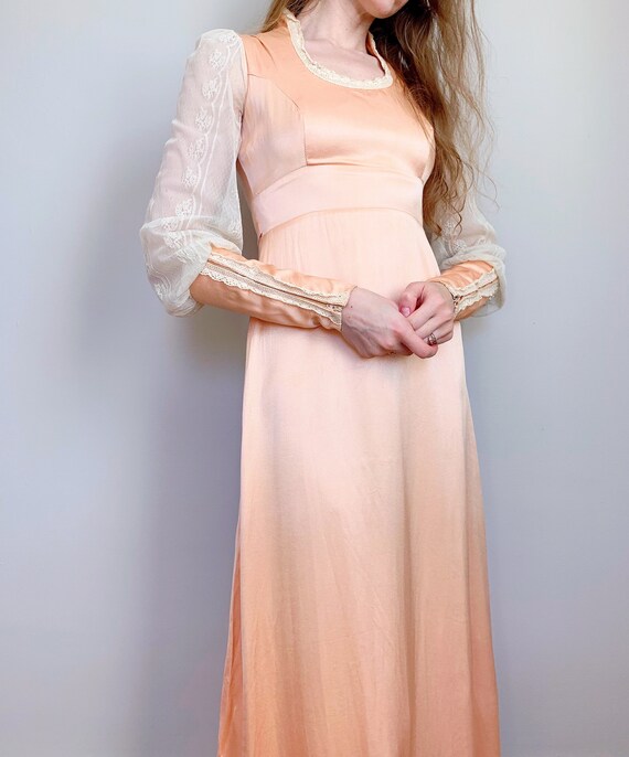 Vintage satin Gunne Sax dress | 1970s rose gold re