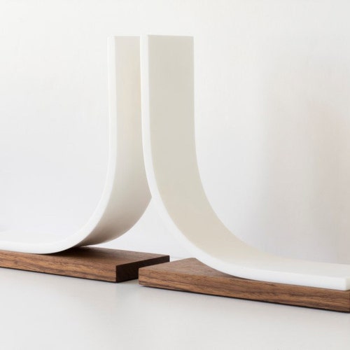 Bookends Walnut Kitchen Bookends Book End Decorative White Etsy