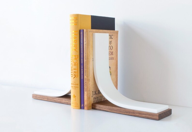 Bookends Walnut Kitchen Bookends Book End Decorative White Etsy