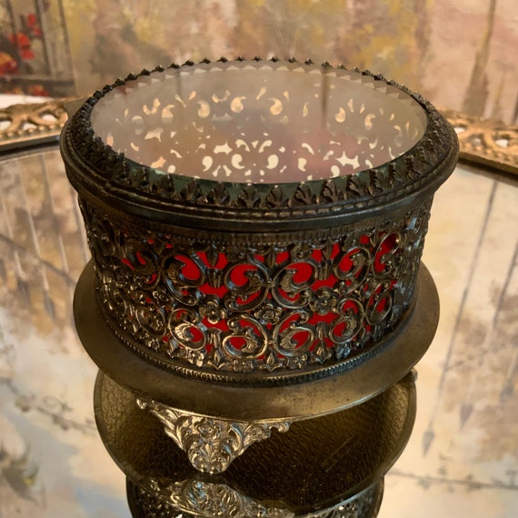 Vintage Matson Style Gold Ormolu Red Velvet Jewelr