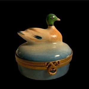 Limoges Hand Painted Porcelain Duck Trinket Box
