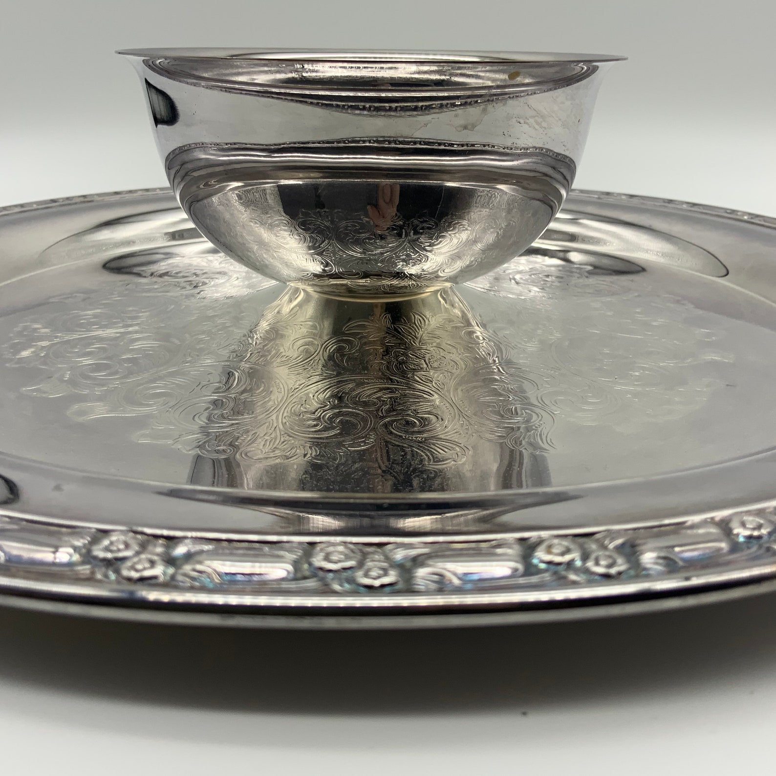 Vintage Oneida Chip and Dip Silver Plate Platter Etsy