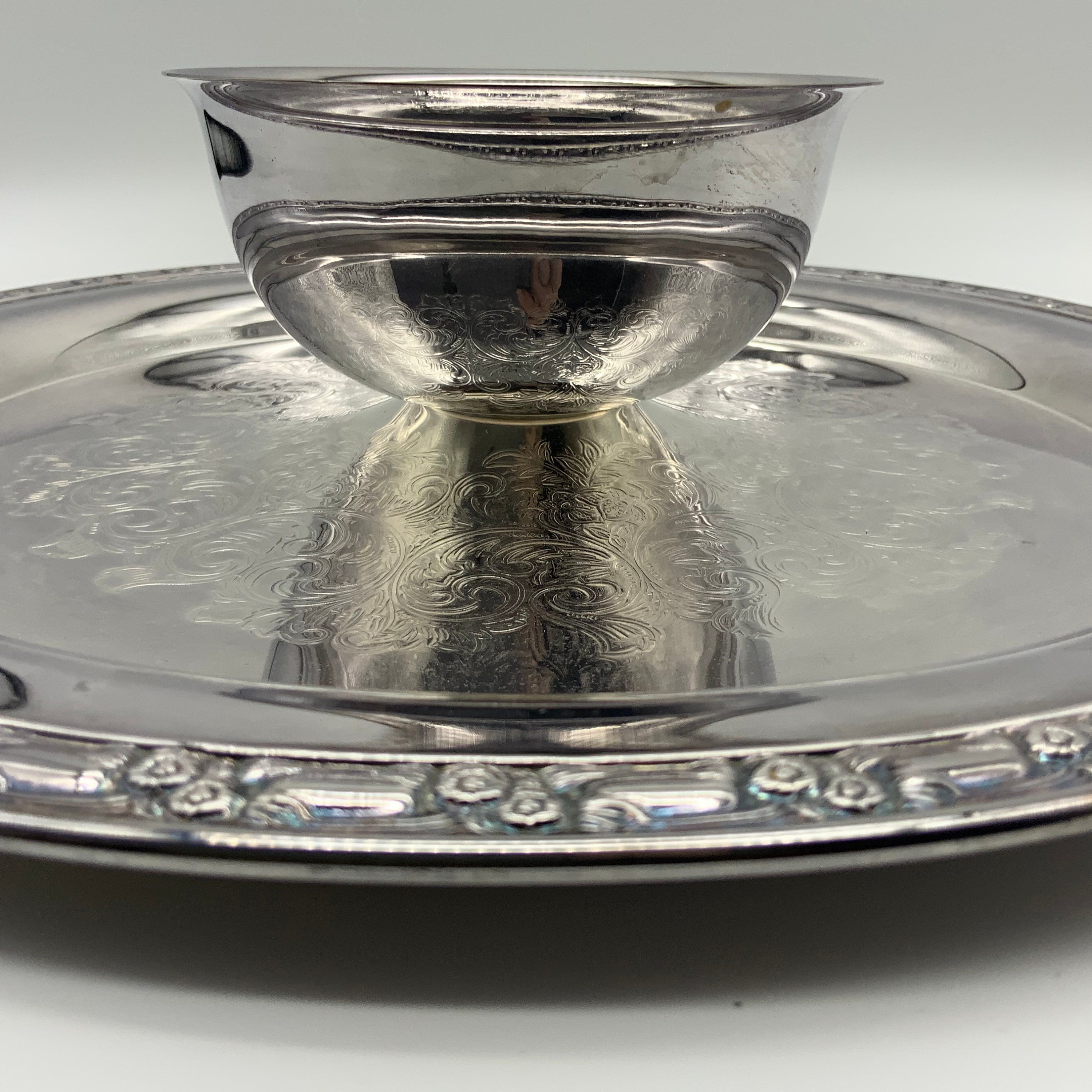 Vintage Oneida Chip and Dip Silver Plate Platter Etsy