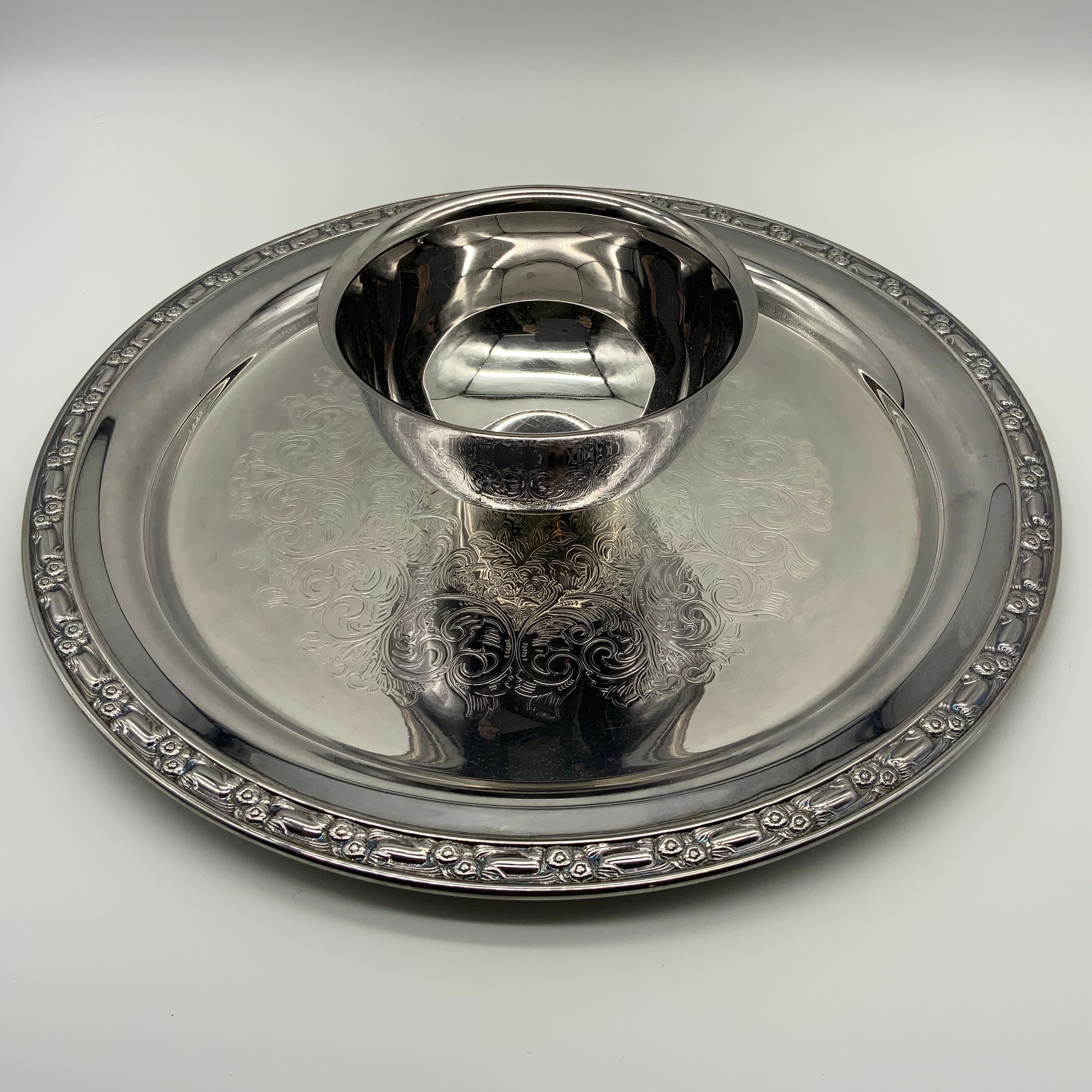 Vintage Oneida Chip and Dip Silver Plate Platter - Etsy