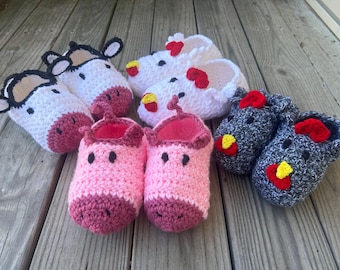 Pantuflas de animales de granja gruesas y acogedoras