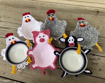 Farm animal hot/cold bowl holder