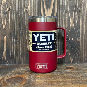 REAL YETI 24 Oz. Laser Engraved Coral Stainless Steel Yeti Rambler Mug  Personalized Vacuum Insulated YETI 