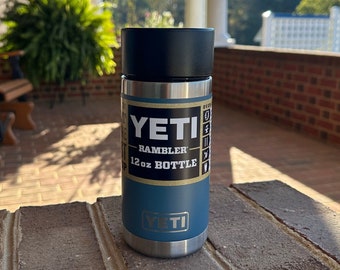 Laser Engraved Authentic Yeti Rambler 12 oz Bottle with Hotshot Cap Nordic Blue Yeti Rambler Personalized Vacuum Insulated YETI