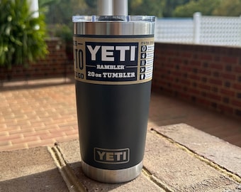 REAL YETI 20 oz. Laser Engraved Stainless Steel Charcoal Yeti Rambler Personalized Vacuum Insulated YETI