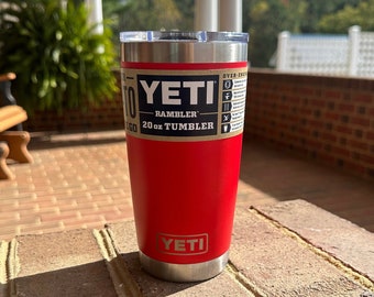 REAL YETI 20 oz. Laser Engraved Stainless Steel Rescue Red Yeti Rambler Personalized Vacuum Insulated YETI