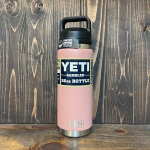 REAL YETI 26 oz. Laser Engraved Sandstone Pink Stainless Steel Yeti With  Chug Cap Rambler Bottle Personalized Vacuum Insulated YETI