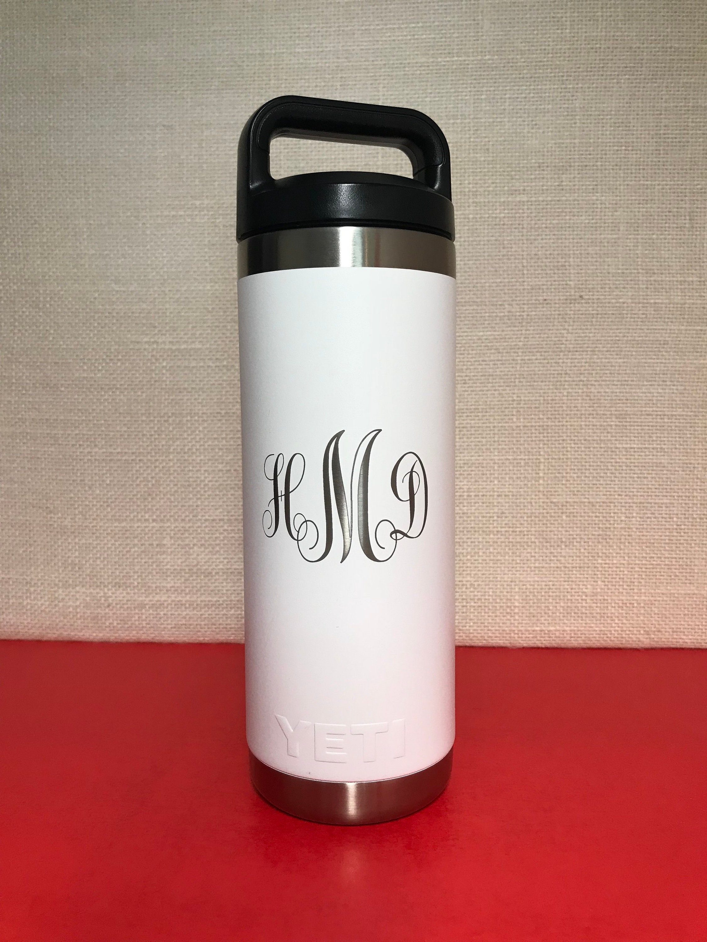 Custom Laser Engraved 18oz YETI Water Bottle with Chug Cap – Curated by  Kayla