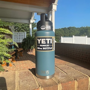 REAL YETI 36 Oz. Laser Engraved Nordic Blue Yeti Rambler Bottle With Chug  Cap Personalized Vacuum Insulated YETI 