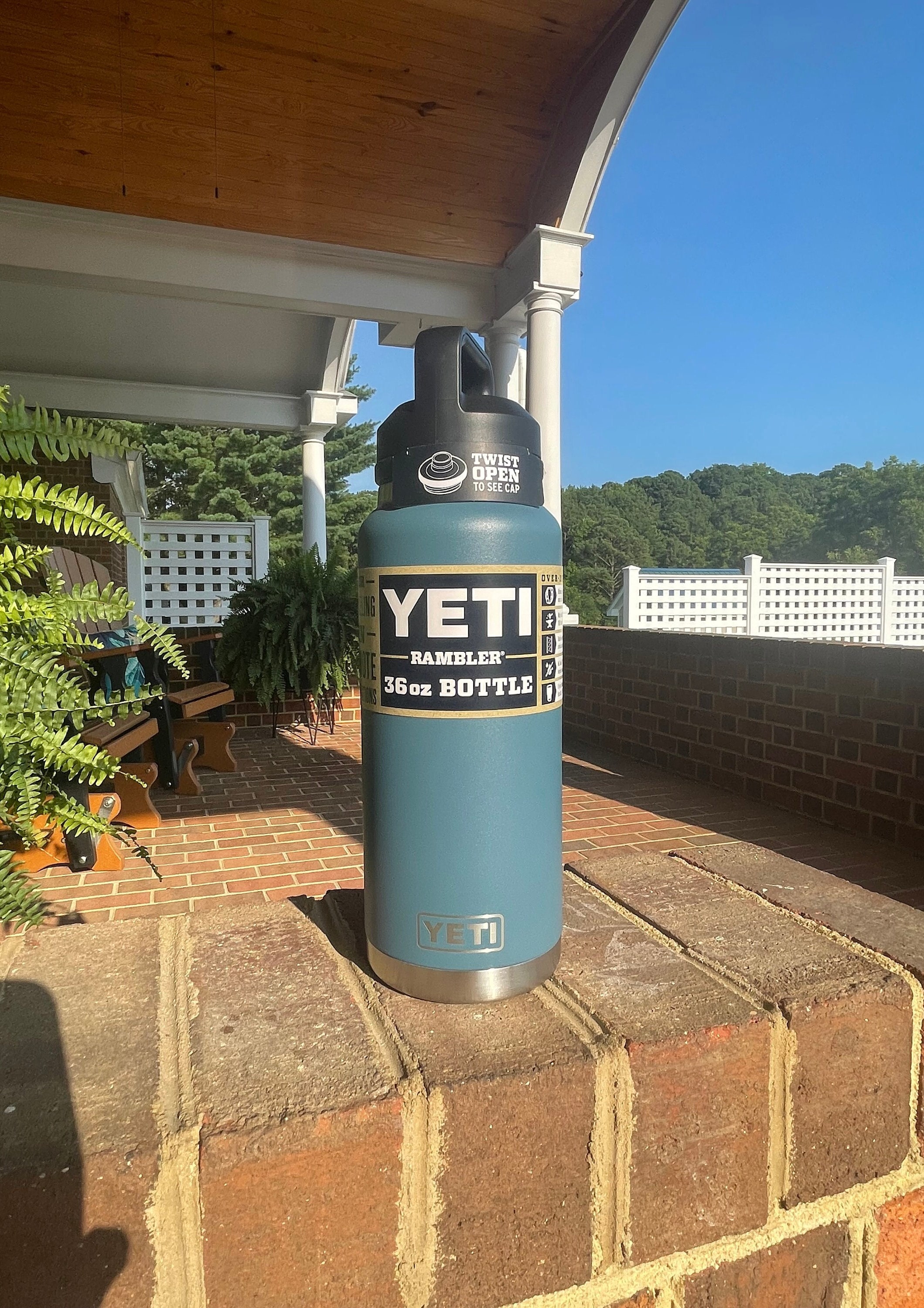 REAL YETI 36 oz. Laser Engraved Nordic Blue Yeti Rambler Bottle with Chug  Cap Personalized Vacuum Insulated YETI