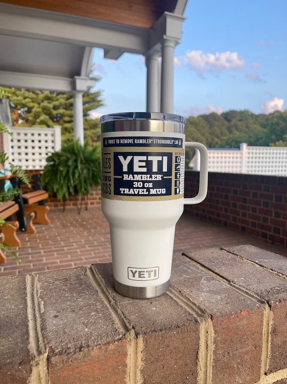 REAL YETI 30 Oz. Travel Mug With Stronghold Lid Laser Engraved White  Stainless Steel Yeti Rambler Vacuum Insulated YETI 