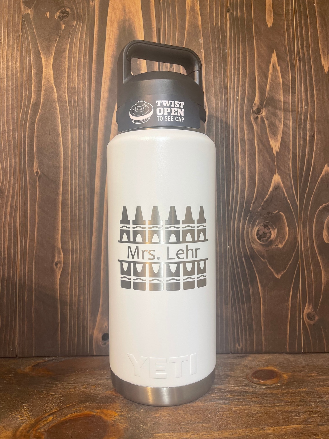 REAL YETI 36 oz. Laser Engraved White Yeti Rambler Bottle Etsy
