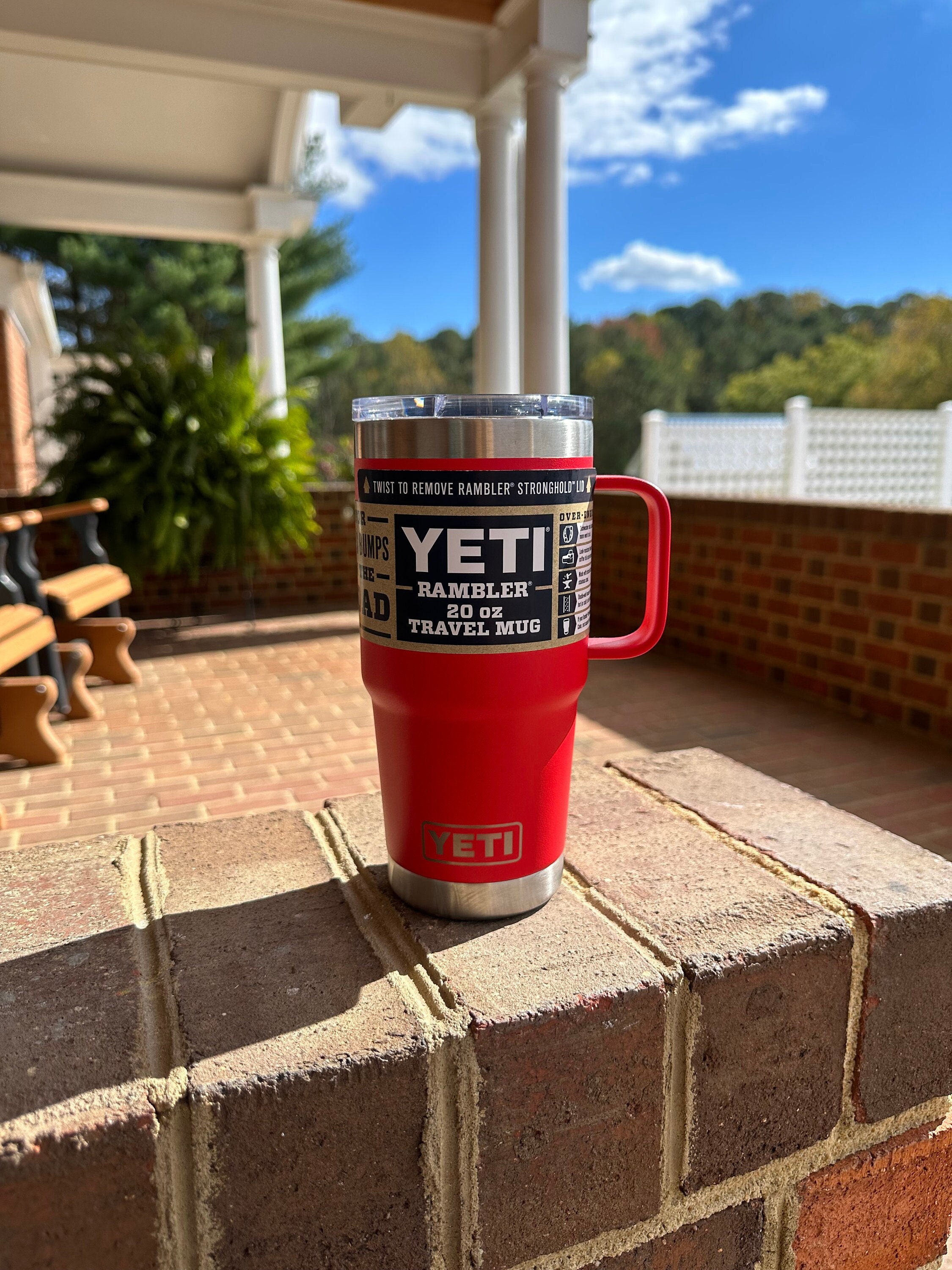 GENUINE! YETI Rambler 30 oz. Travel Mug Stronghold Lid & Handle, Dark  Maroon Red