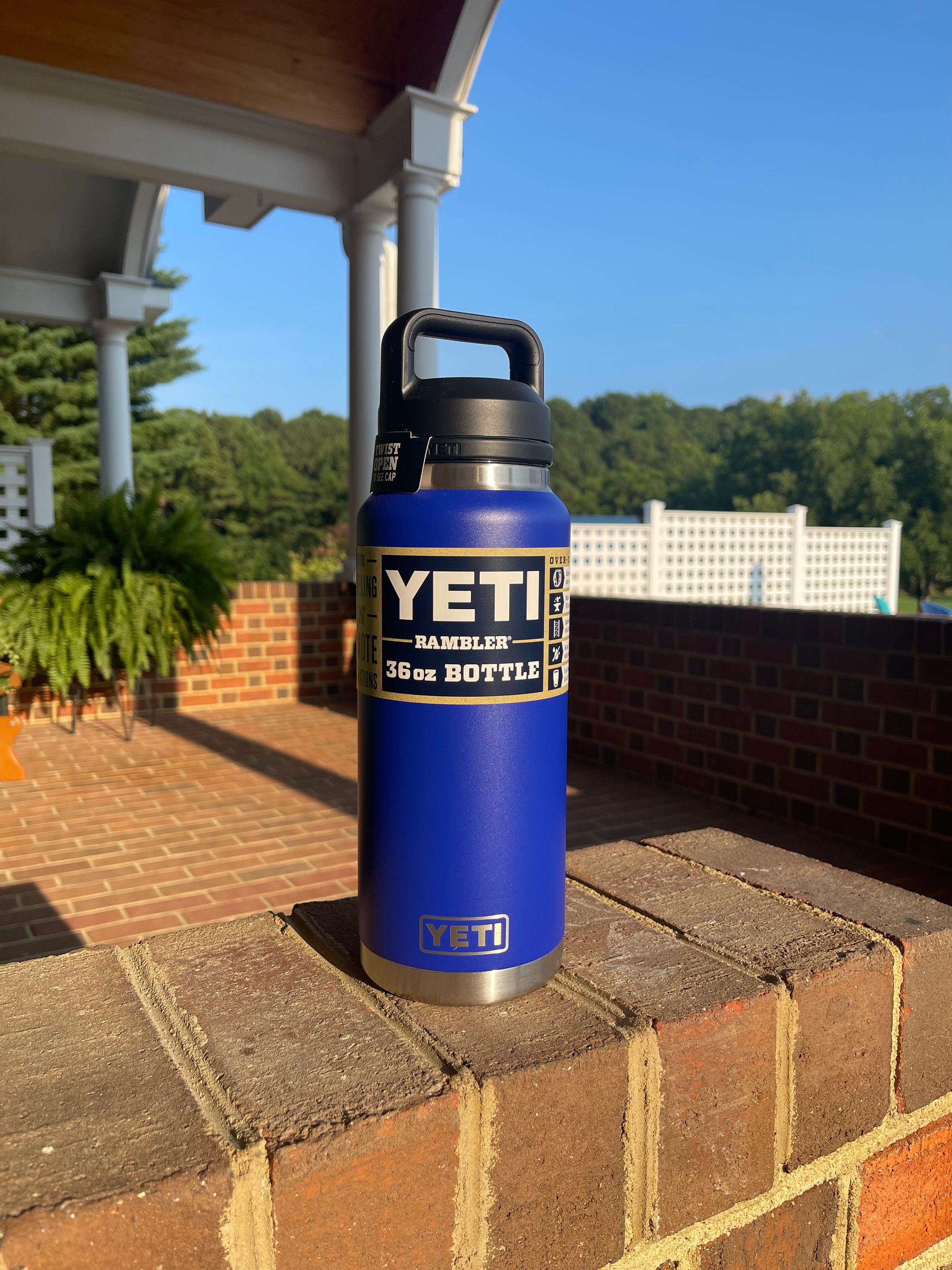 REAL YETI 36 Oz. Laser Engraved Black Yeti Rambler Bottle With Chug Cap  Personalized Vacuum Insulated YETI 