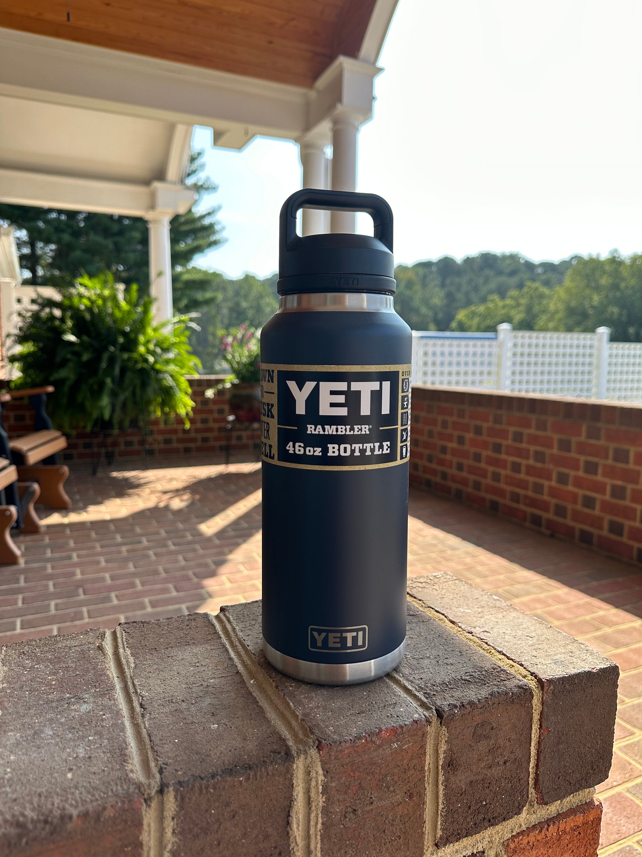 REAL YETI 46 Oz. Laser Engraved Navy Yeti Rambler Bottle With Chug