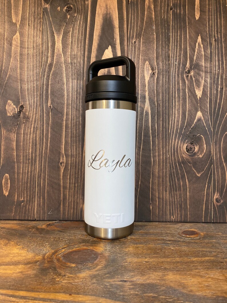 REAL YETI 18 Oz. Laser Engraved White Stainless Steel Yeti Etsy