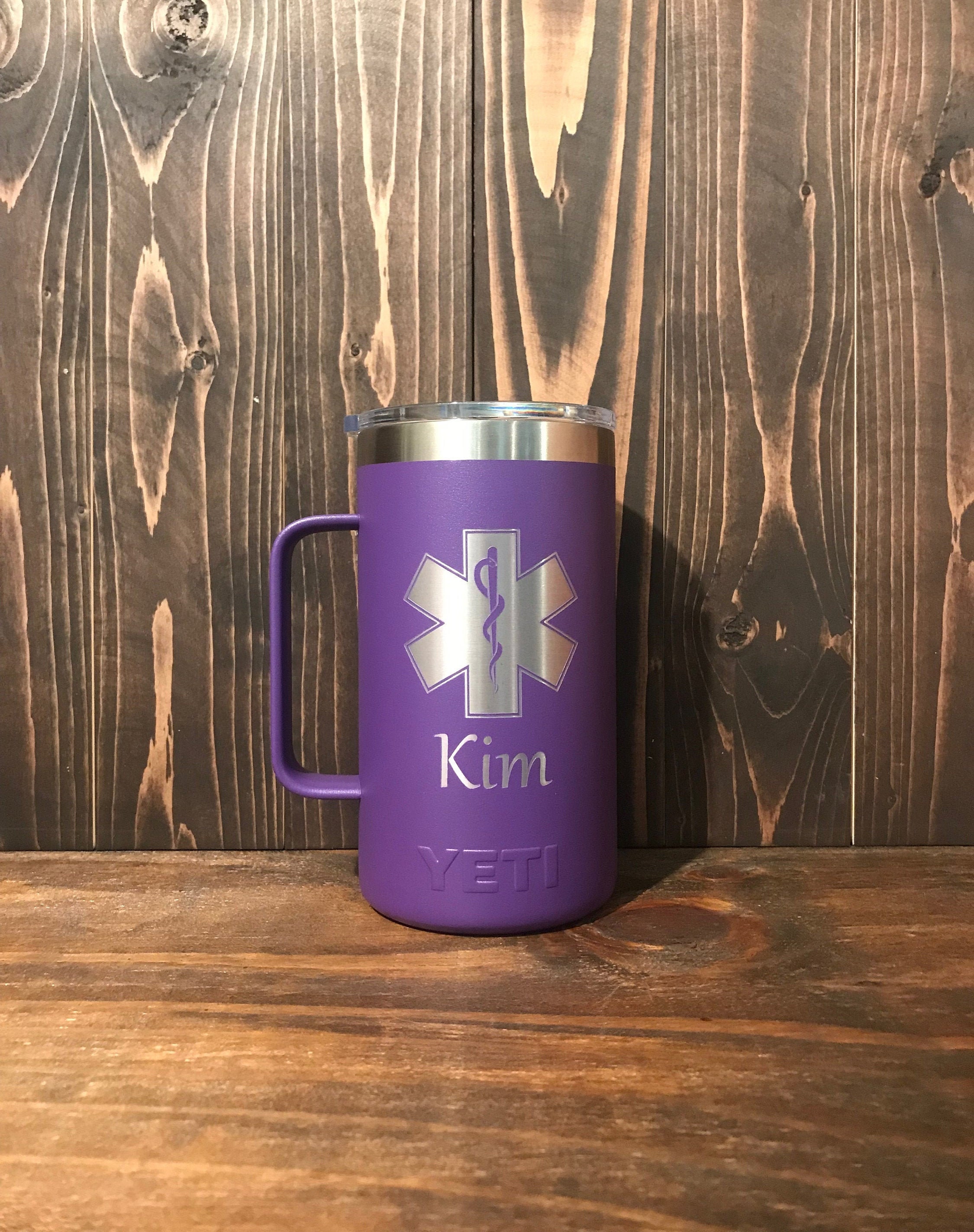 Laser Engraved Authentic Yeti Rambler 24 Oz. Peak Purple Stainless