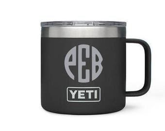 REAL YETI 14 oz. Laser Engraved Black Stainless Steel Yeti Rambler Mug Personalized Vacuum Insulated YETI