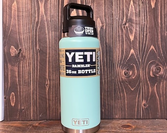 REAL YETI 36 oz. Laser Engraved Seafoam Yeti Rambler Bottle with Chug Cap Personalized Vacuum Insulated YETI