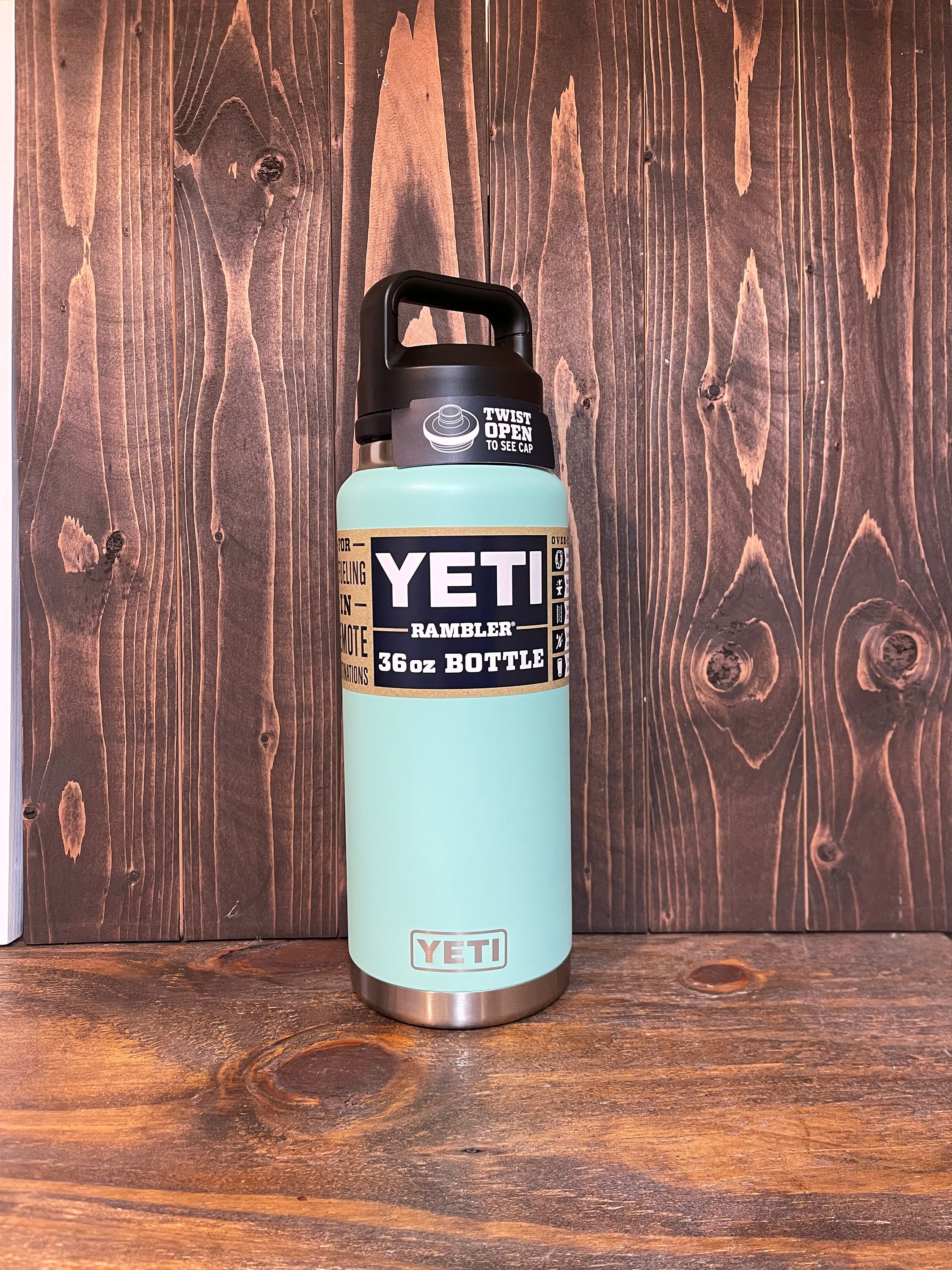 REAL YETI 36 Oz. Laser Engraved Seafoam Yeti Rambler Bottle With Chug Cap  Personalized Vacuum Insulated YETI 
