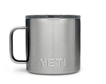 REAL YETI 14 oz. Laser Engraved Silver Stainless Steel Yeti Rambler Mug Personalized Vacuum Insulated YETI