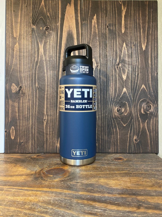 REAL YETI 36 oz. Laser Engraved Nordic Blue Yeti Rambler Bottle with Chug  Cap Personalized Vacuum Insulated YETI