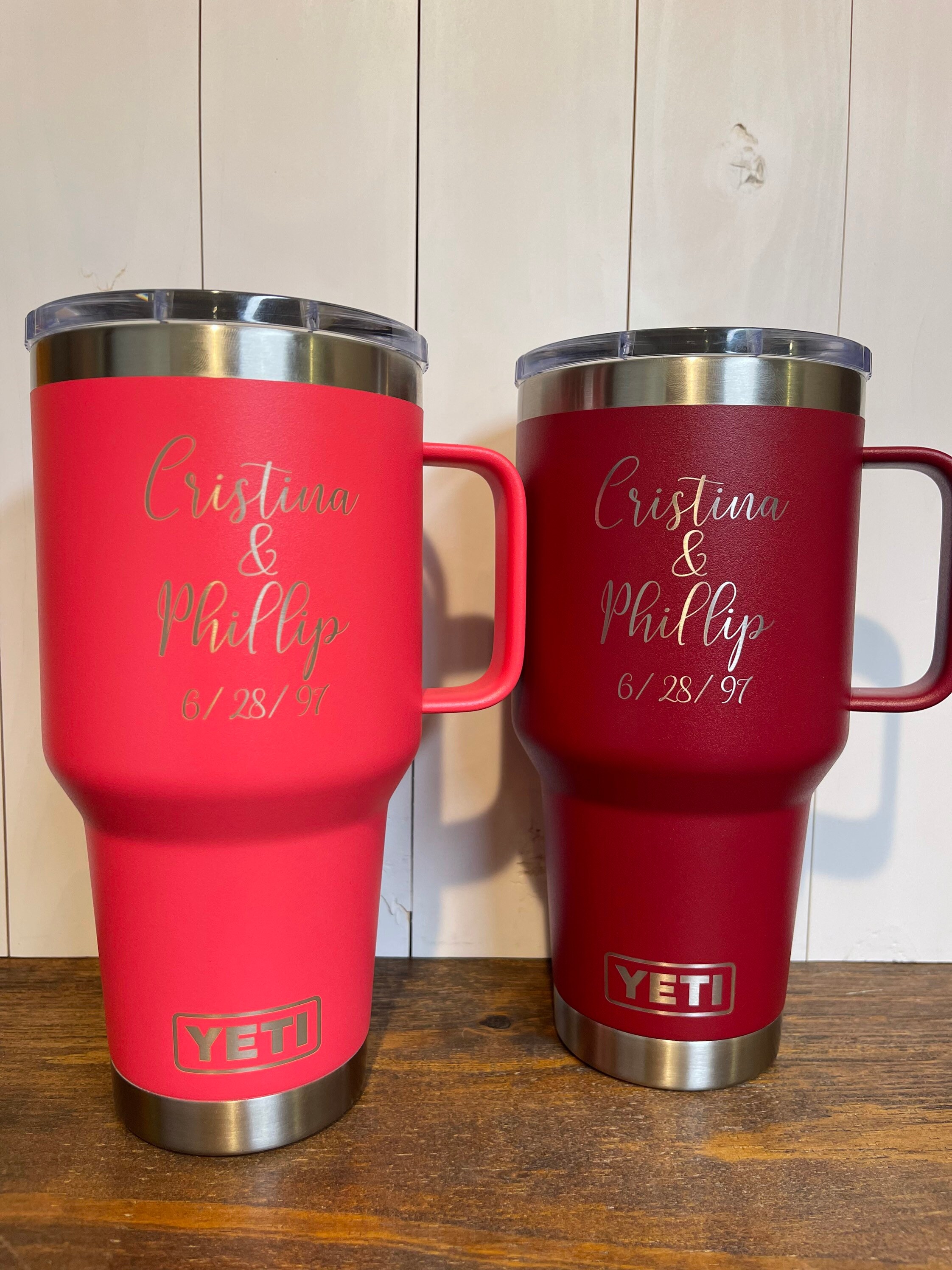REAL YETI 35 Oz. Rambler With Straw Lid Laser Engraved Rescue Red