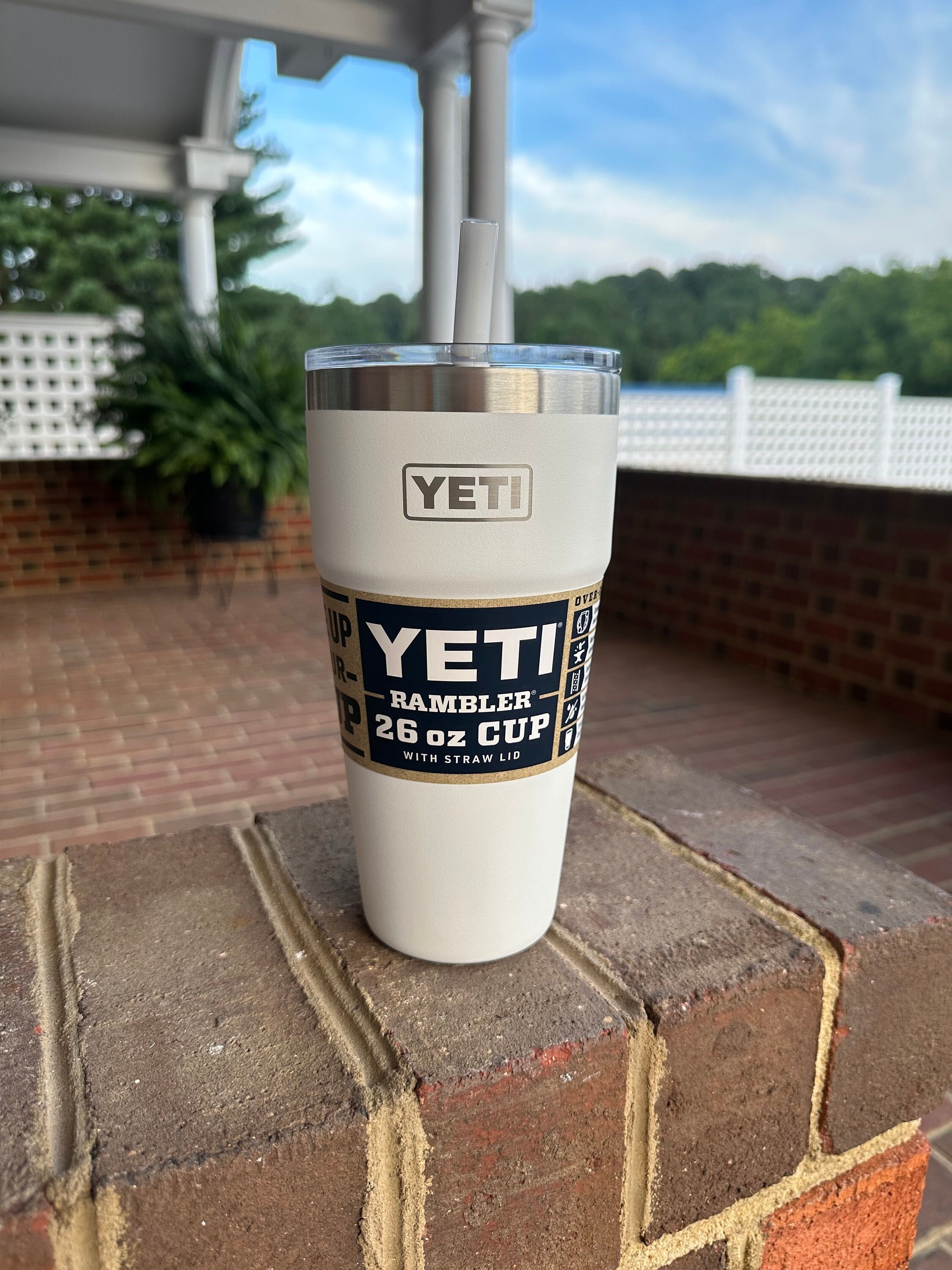 REAL YETI 26 Oz. Laser Engraved Harvest Red Stainless Steel Yeti Stackable  Rambler With Straw Lid Personalized Vacuum Insulated YETI 