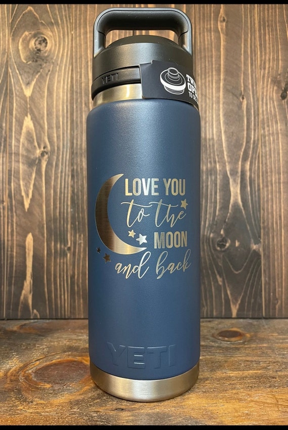 REAL YETI 26 Oz. Laser Engraved Camp Green Stainless Steel Yeti With Chug  Cap Rambler Bottle Personalized Vacuum Insulated YETI 