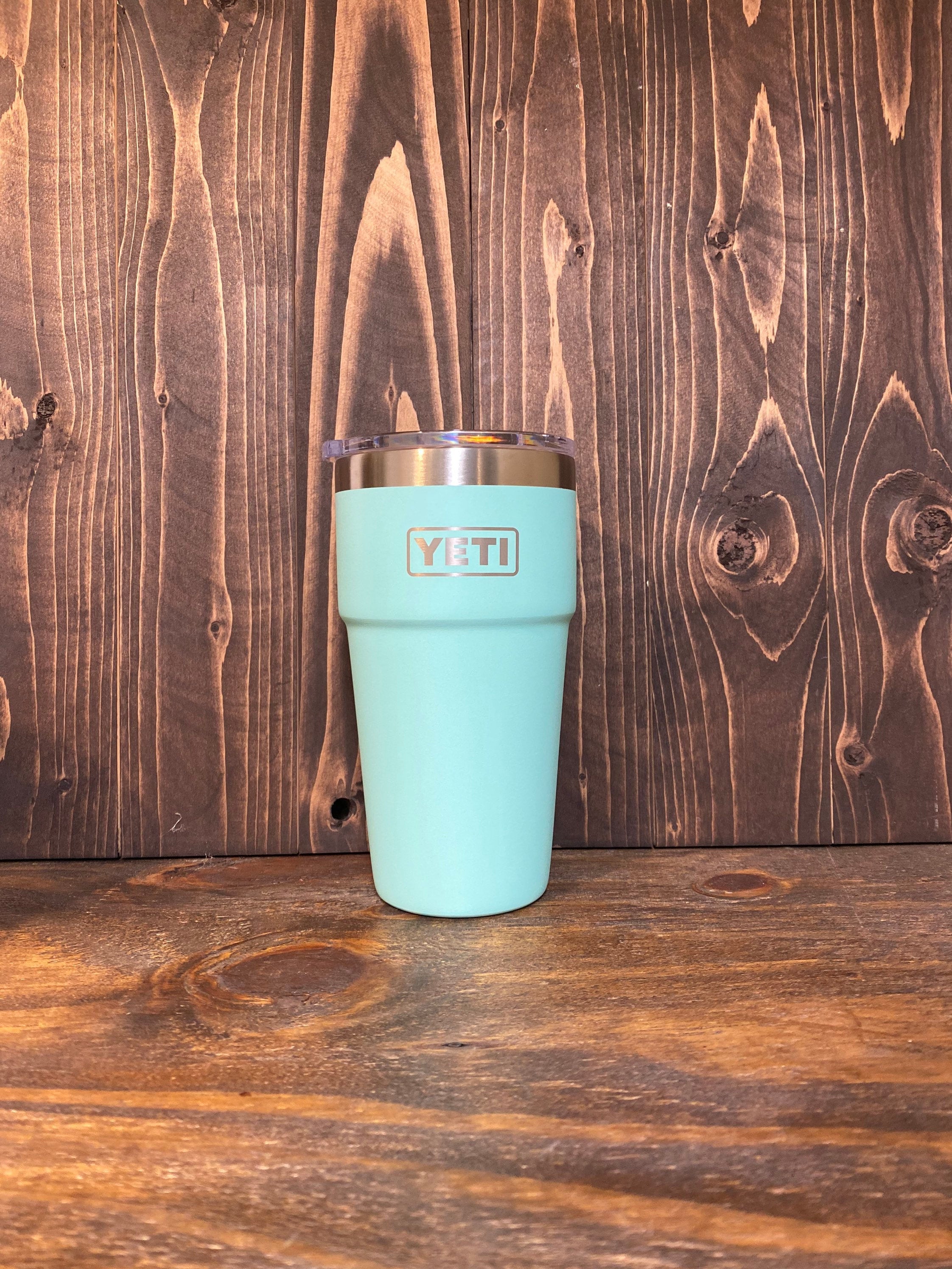 REAL YETI 16 Oz. Laser Engraved Seafoam Stainless Steel Yeti Stackable Pint  Rambler Personalized Vacuum Insulated YETI 