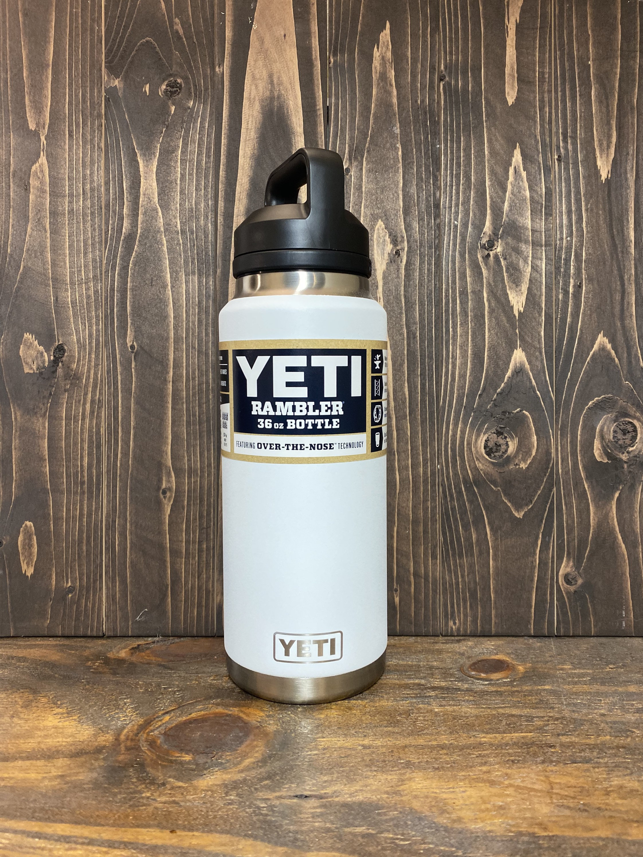 REAL YETI 36 Oz. Laser Engraved White Yeti Rambler Bottle Personalized  Vacuum Insulated YETI With Chug Cap 
