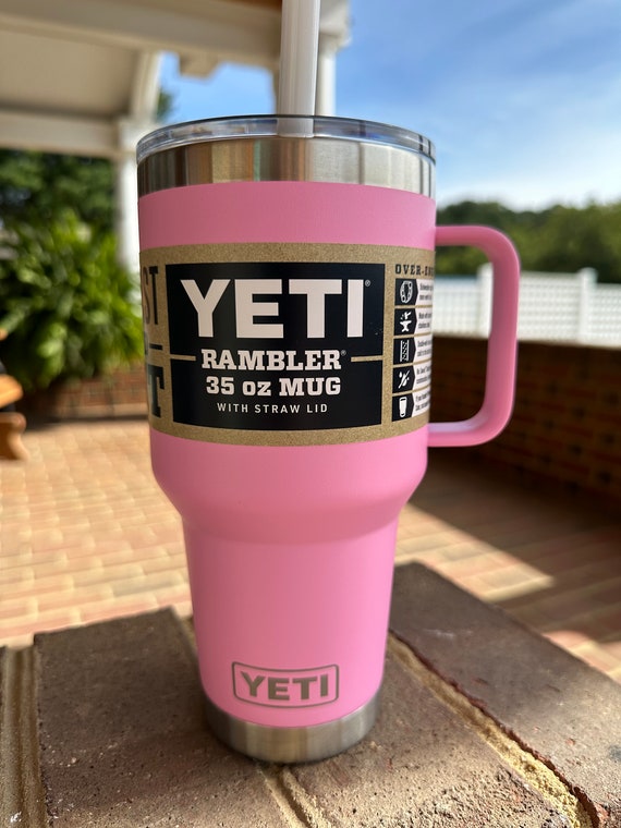 REAL YETI 35 Oz. Rambler With Straw Lid Laser Engraved White Stainless  Steel Yeti Rambler Vacuum Insulated YETI 