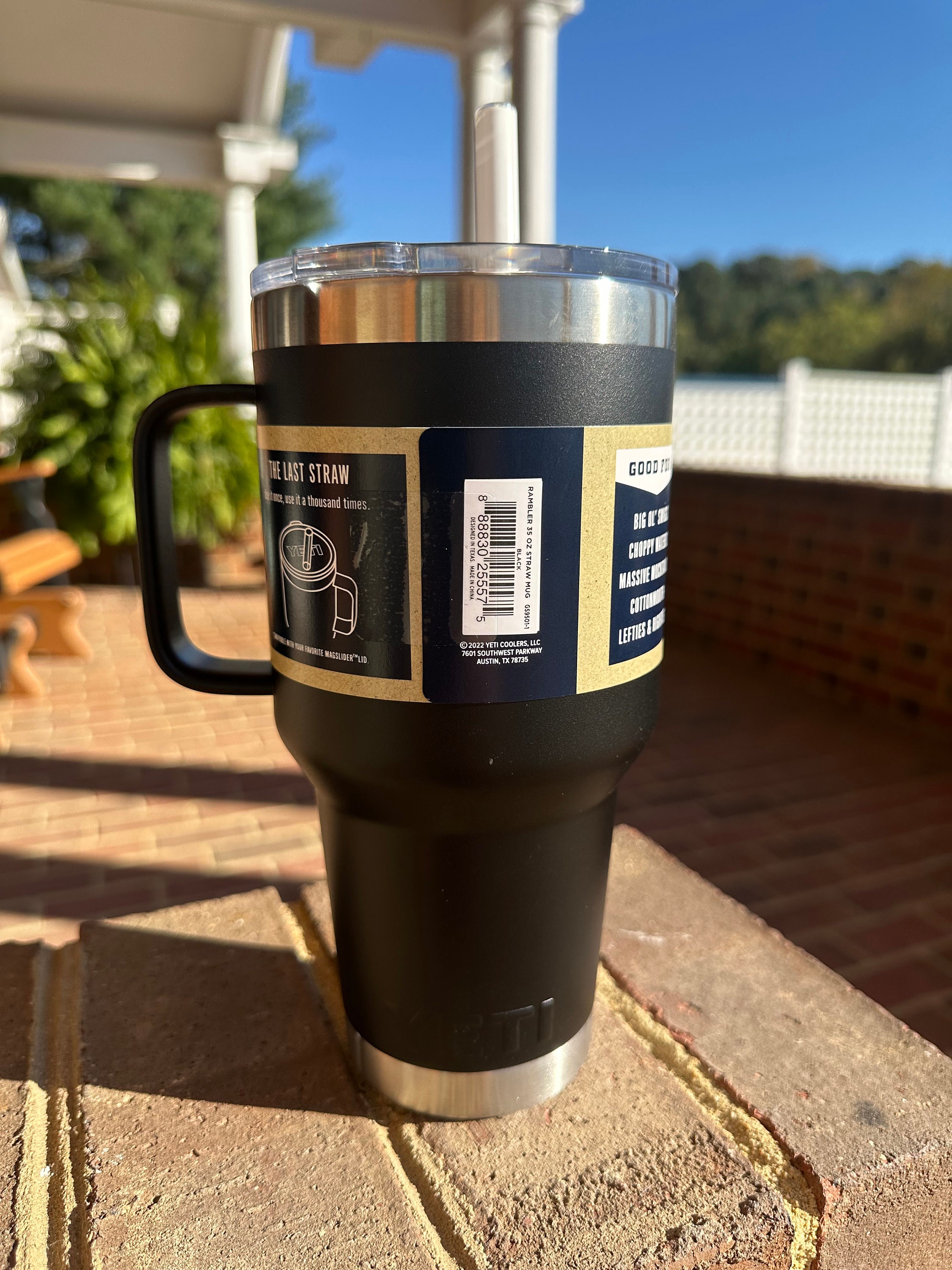 REAL YETI 35 Oz. Rambler With Straw Lid Laser Engraved Black Stainless  Steel Yeti Rambler Vacuum Insulated YETI 